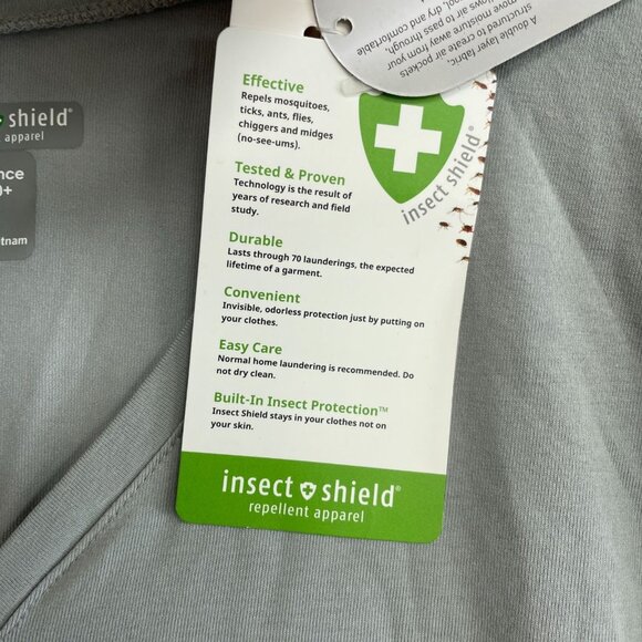 NEW Insect Shield Women's XL Grey Long Sleeve V-Neck Shirt Dri-Balance UPF 30+ - Picture 8 of 10